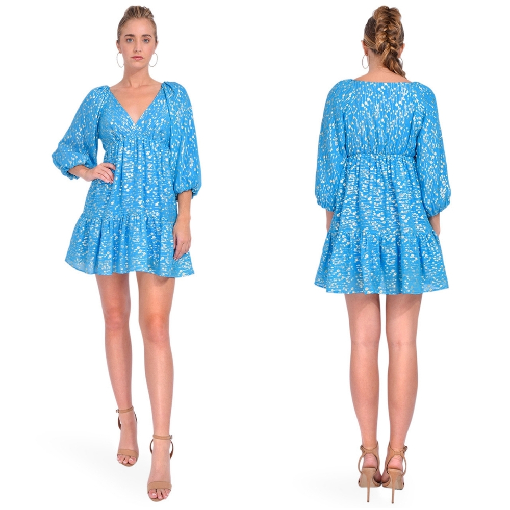 Delfi Collective Roxy Silk Blend Mini Dress In Blue